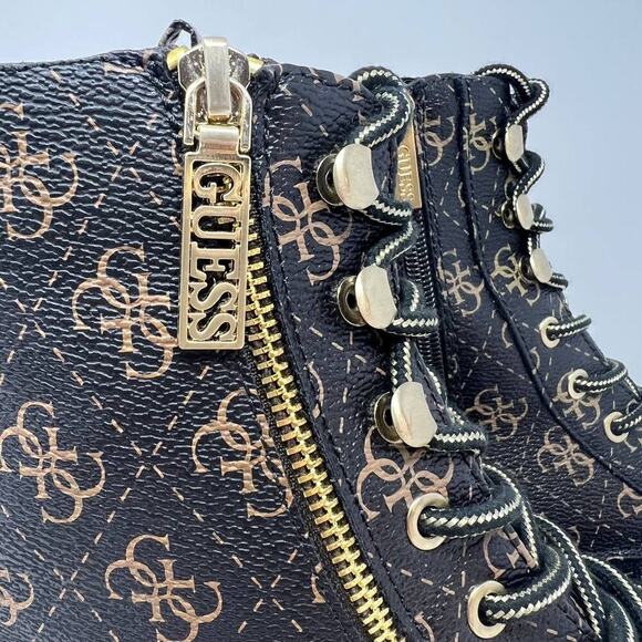 Guess Women's GW Fearne Combat Boots Size 9.5  Black & Gold Chunky Sole - Picture 6 of 15